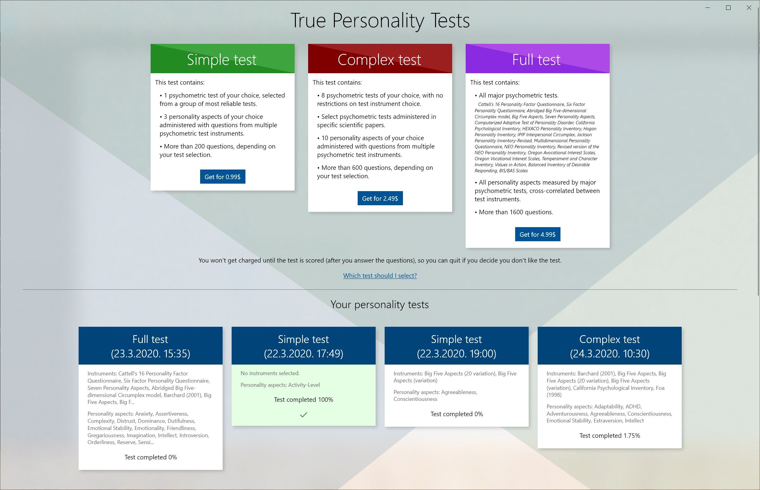 True Personality Tests
