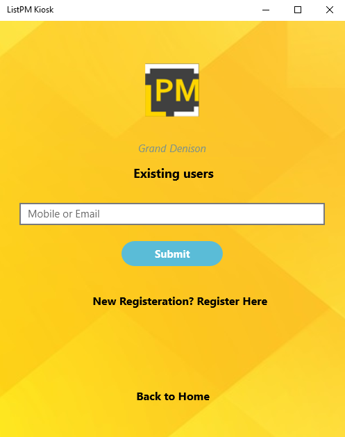 Existing Customer Login Page